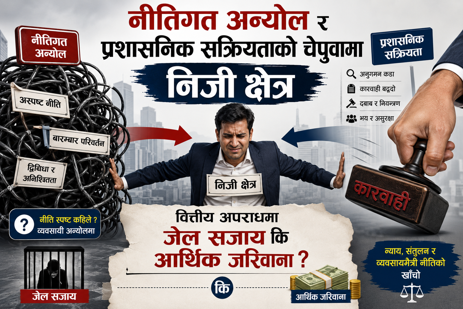 नीतिगत अन्योल र प्रशासनिक सक्रियताको चेपुवामा निजी क्षेत्र,वित्तीय अपराधमा जेल सजाय कि आर्थिक जरिवाना ?